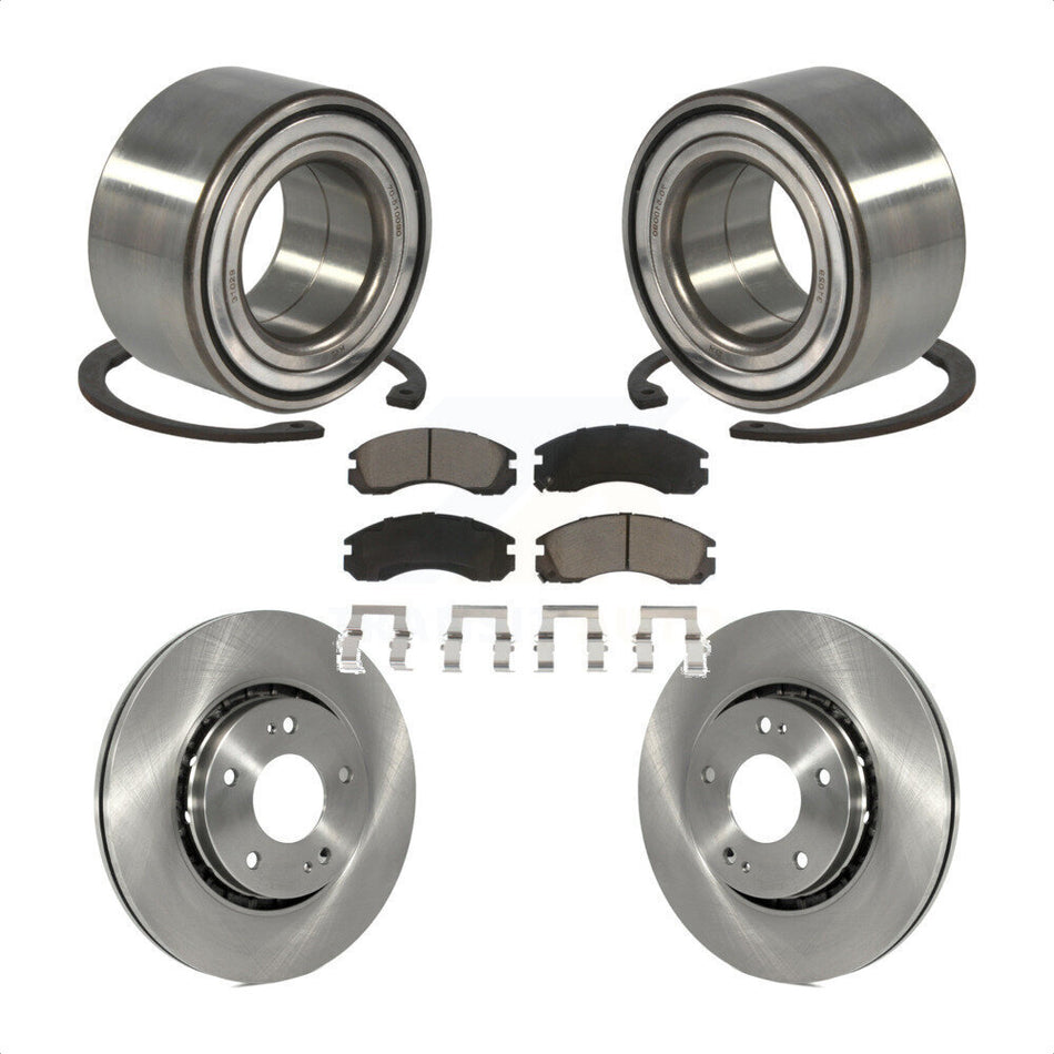 Front Wheel Bearing With Disc Brake Rotors And Ceramic Pads Kit For 2009 Mitsubishi Lancer Ralliart with AWD From 04 09 KBB-118718