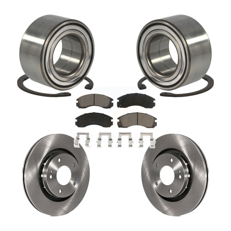Front Wheel Bearing With Disc Brake Rotors And Ceramic Pads Kit For 2009 Mitsubishi Lancer Ralliart with AWD To 03 09 KBB-118719