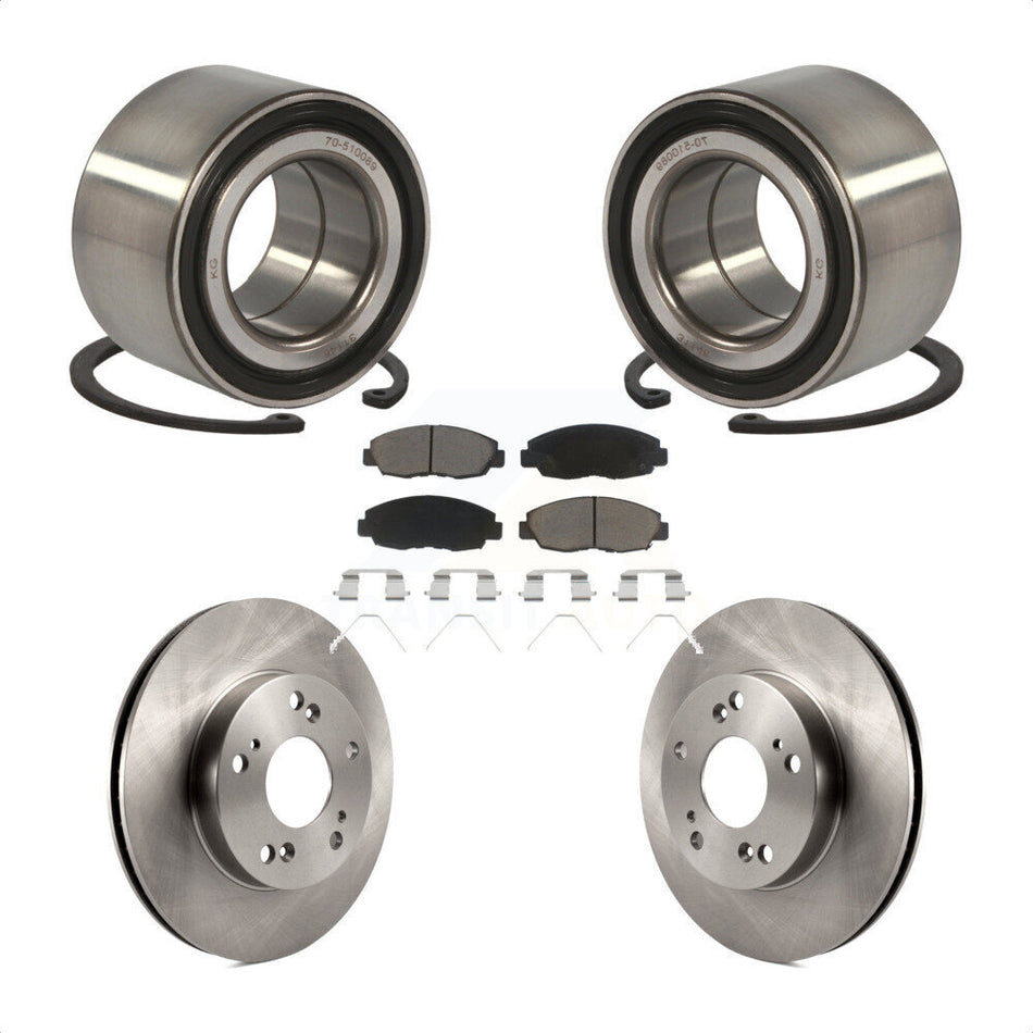Front Wheel Bearing With Disc Brake Rotors And Ceramic Pads Kit For Honda Civic KBB-118735