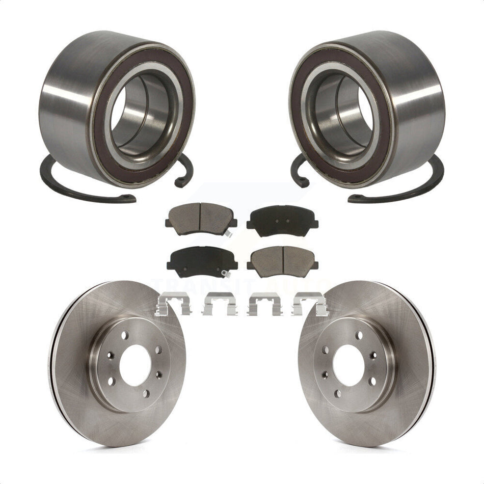 Front Wheel Bearing With Disc Brake Rotors And Ceramic Pads Kit For Kia Rio KBB-118759