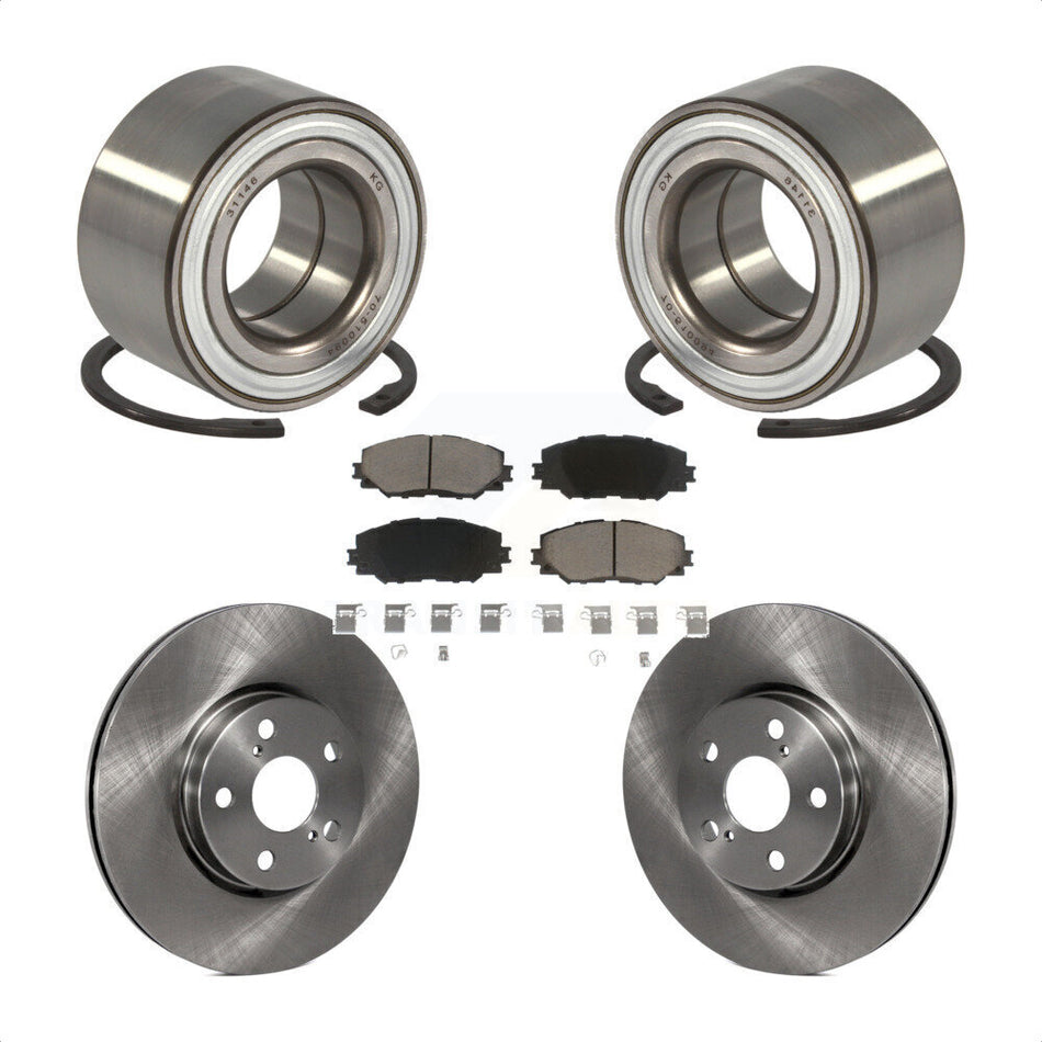 Front Wheel Bearing With Disc Brake Rotors And Ceramic Pads Kit For 2008-2014 Scion xD KBB-118784
