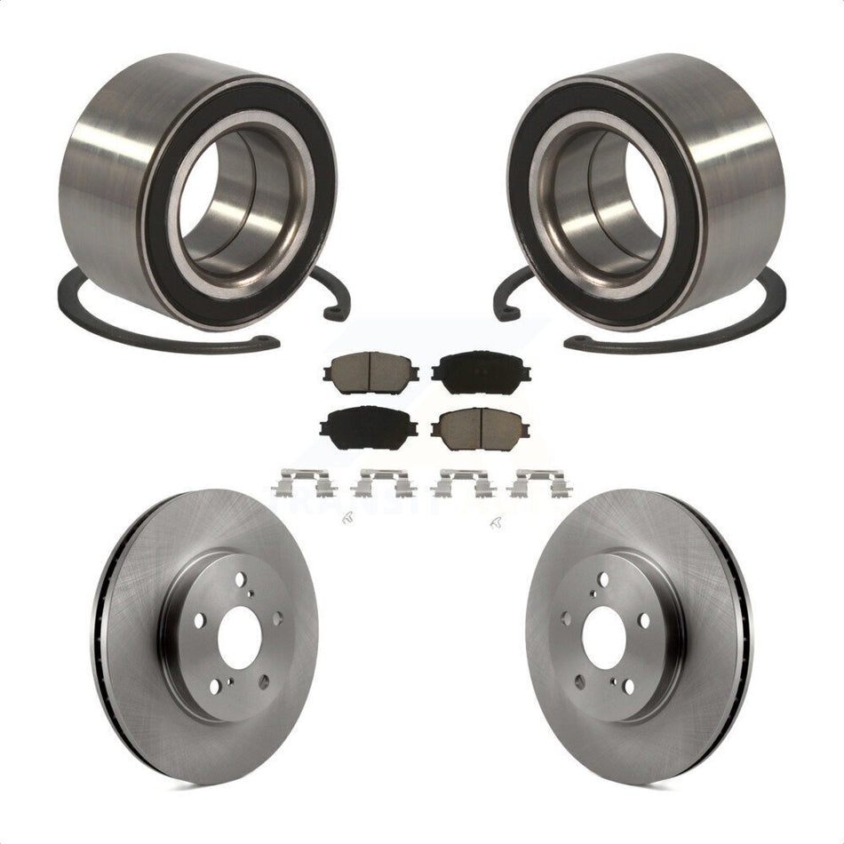 Front Wheel Bearing With Disc Brake Rotors And Ceramic Pads Kit For 2004 Toyota Camry Straight Hat Design 296mm Diameter Rotor KBB-118815