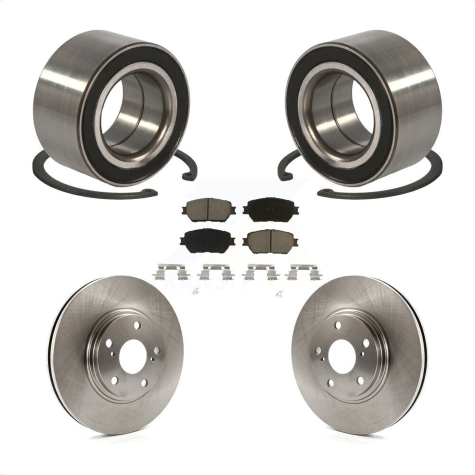 Front Wheel Bearing With Disc Brake Rotors And Ceramic Pads Kit For 2004 Toyota Camry 296mm Diameter Rotor Stepped Hat Design KBB-118816