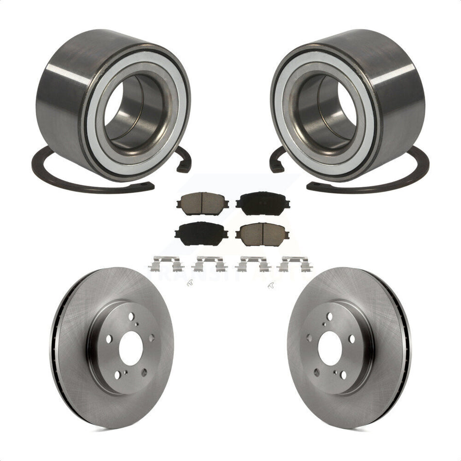 Front Wheel Bearing With Disc Brake Rotors And Ceramic Pads Kit For 2002-2003 Toyota Camry Straight Hat Design 296mm Diameter Rotor KBB-118817