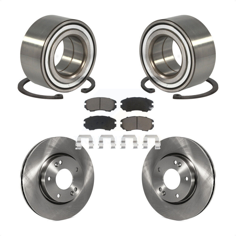 Front Wheel Bearing With Disc Brake Rotors And Ceramic Pads Kit For Hyundai Tiburon KBB-118820