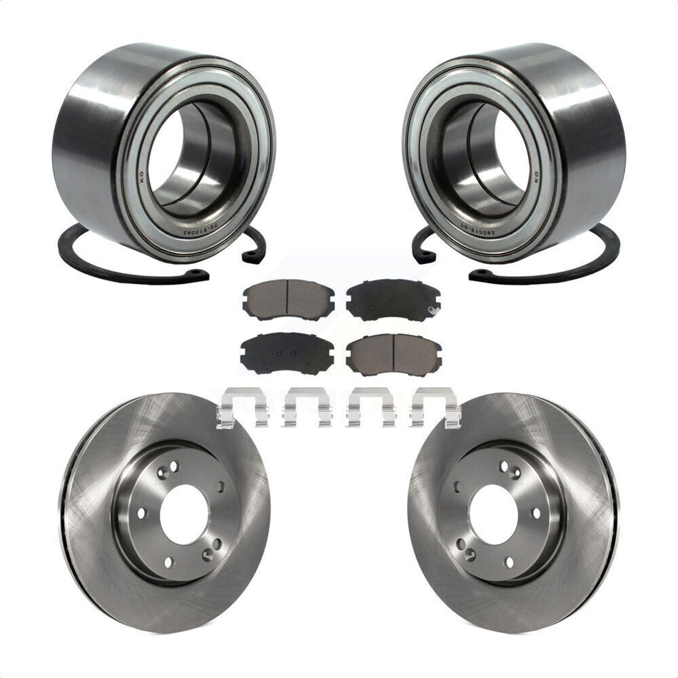 Front Wheel Bearing With Disc Brake Rotors And Ceramic Pads Kit For 2012-2013 Kia Soul KBB-118824
