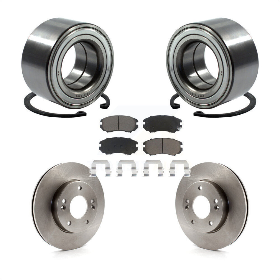 Front Wheel Bearing With Disc Brake Rotors And Ceramic Pads Kit For 2010-2011 Kia Soul 1.6L KBB-118825