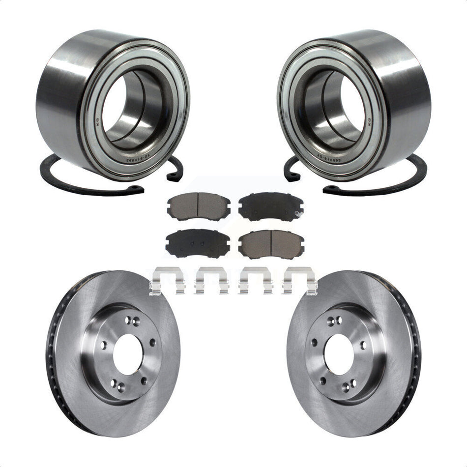 Front Wheel Bearing With Disc Brake Rotors And Ceramic Pads Kit For 2010-2011 Kia Soul 2.0L KBB-118826
