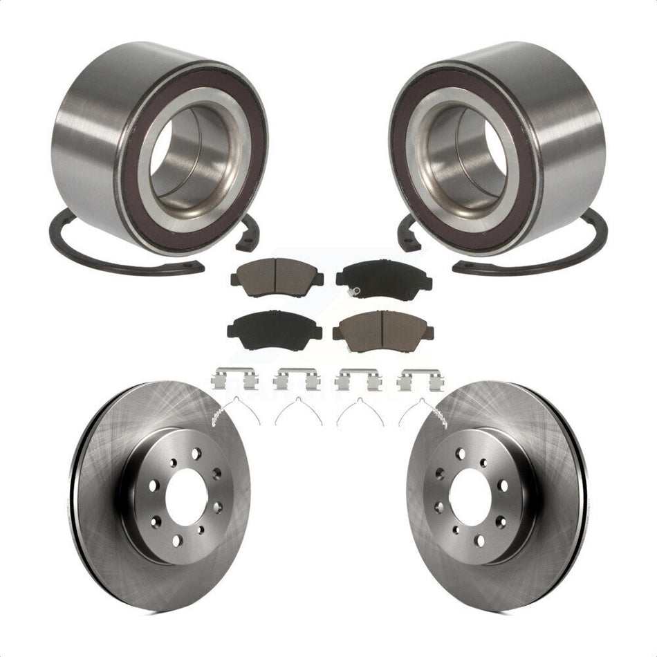 Front Wheel Bearing With Disc Brake Rotors And Ceramic Pads Kit For 2007-2008 Honda Fit KBB-118868