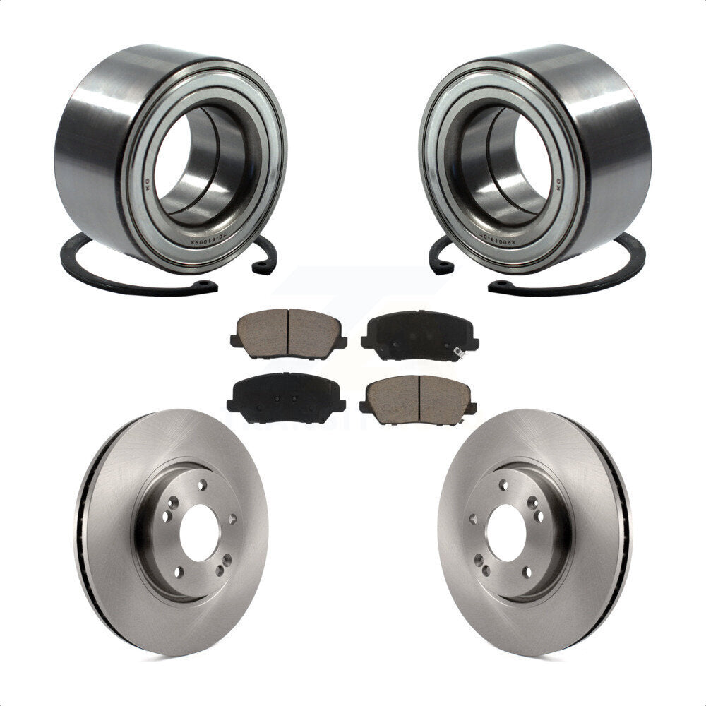 Front Wheel Bearing Disc Brake Rotor & Pad Kit For Kia Forte Forte5 Hyundai Veloster Koup KBB-118871