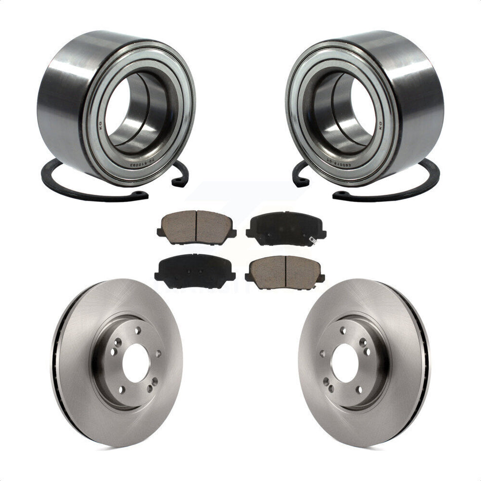 Front Wheel Bearing Disc Brake Rotor & Pad Kit For Kia Forte Forte5 Hyundai Veloster Koup KBB-118871