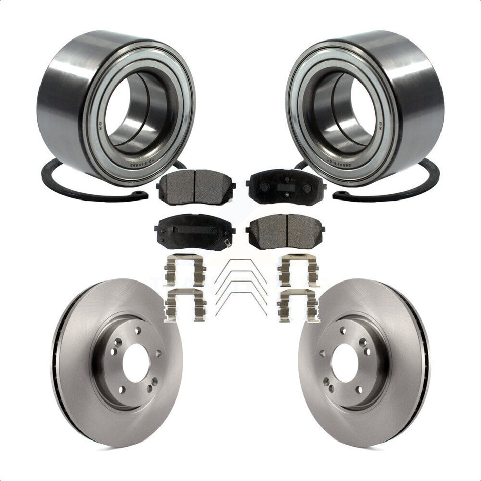 Front Wheel Bearing With Disc Brake Rotors And Semi-Metallic Pads Kit For 2017-2019 Kia Soul EV KBB-118900