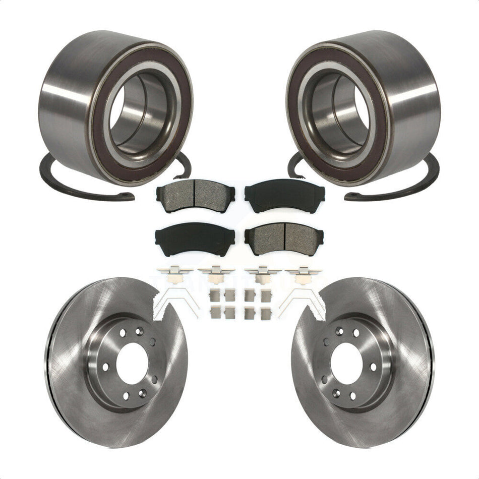 Front Wheel Bearing With Disc Brake Rotors And Semi-Metallic Pads Kit For 2009-2013 Mazda 6 2.5L KBB-118903