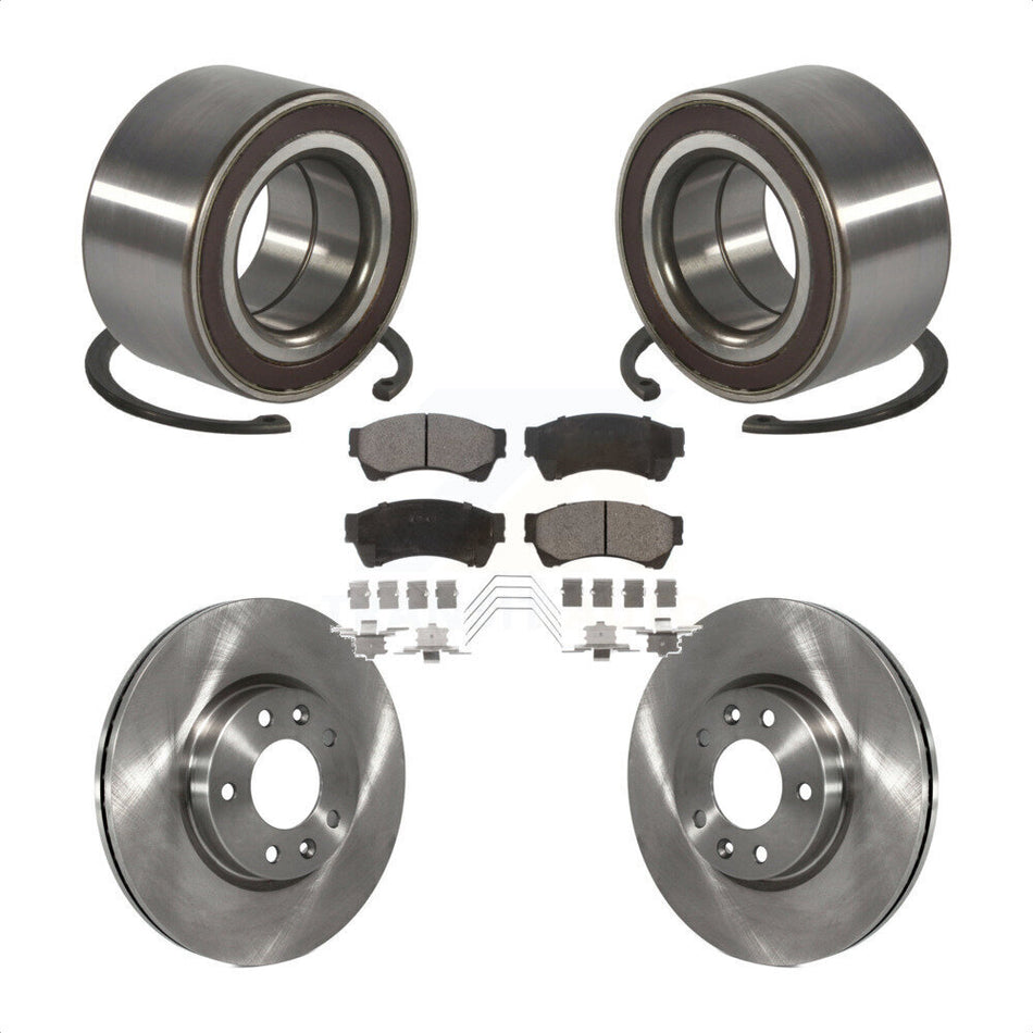 Front Wheel Bearing With Disc Brake Rotors And Ceramic Pads Kit For 2009-2013 Mazda 6 2.5L KBB-118916