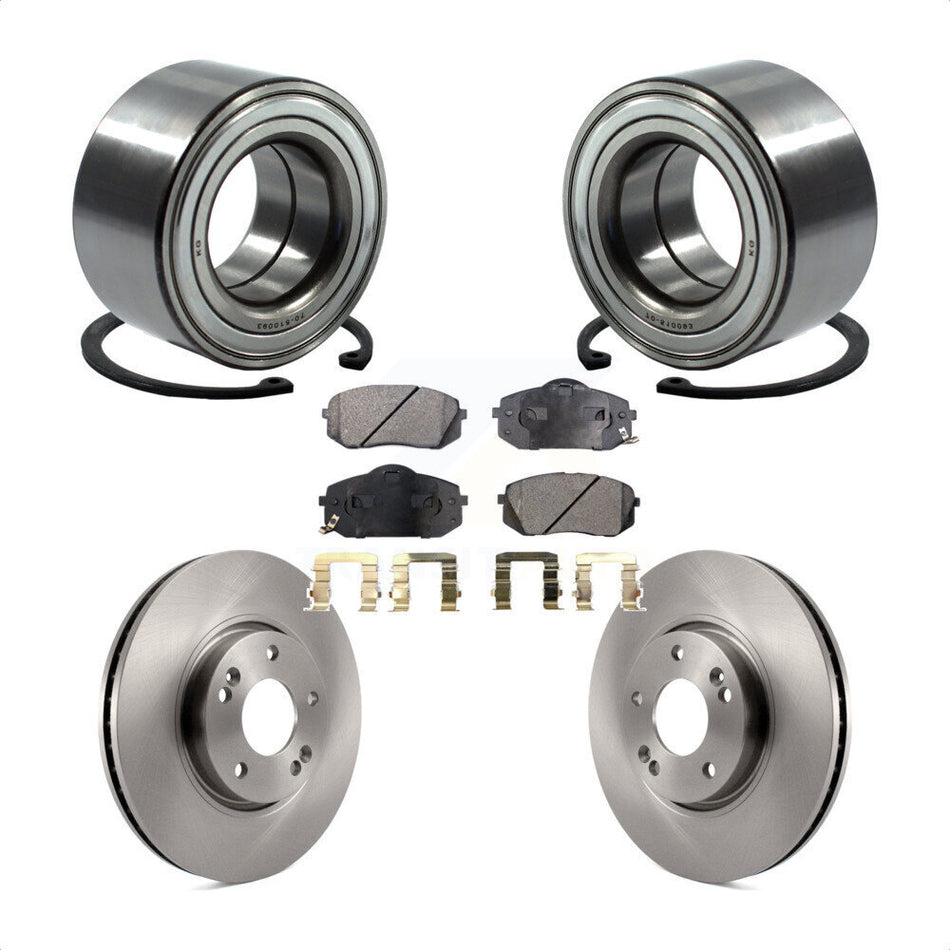 Front Wheel Bearing With Disc Brake Rotors And Ceramic Pads Kit For 2015-2016 Kia Soul EV KBB-118917