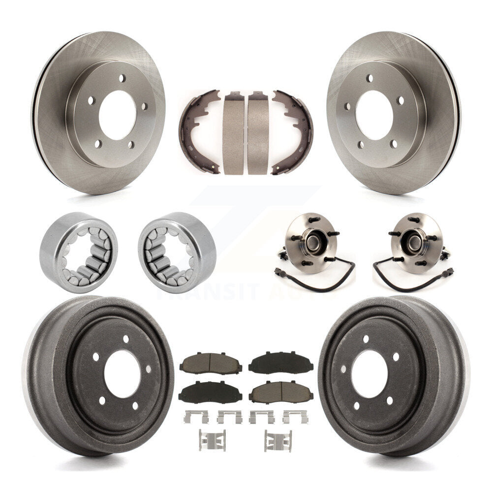 Front Rear Hub Bearing Disc Brake Rotors And Ceramic Pads Shoes Kit (10Pc) For Ford F-150 KBB-118923