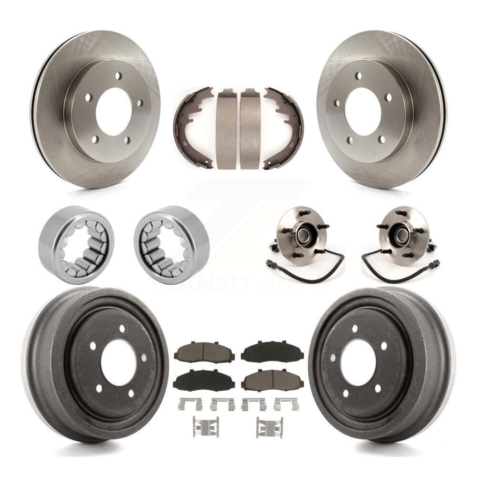 Front Rear Hub Bearing Disc Brake Rotors And Ceramic Pads Shoes Kit (10Pc) For Ford F-150 KBB-118923