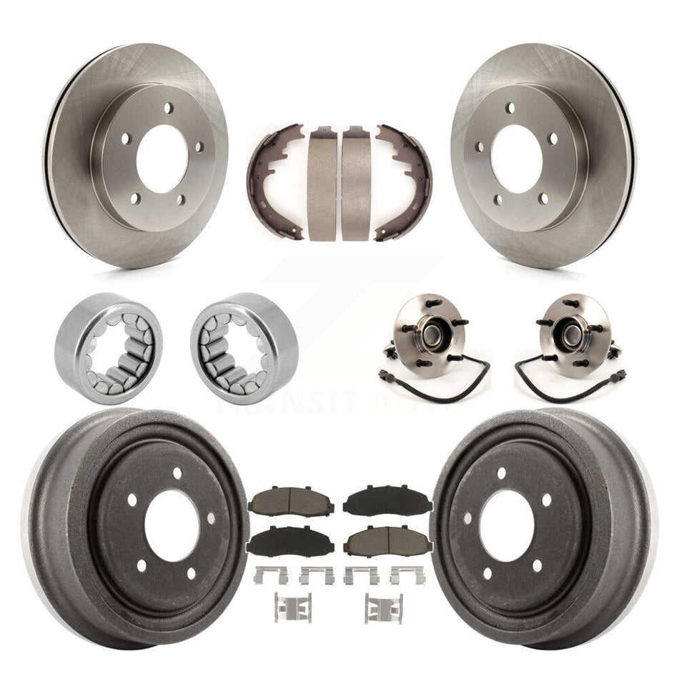 Front Rear Hub Bearing Disc Brake Rotors And Ceramic Pads Shoes Kit (10Pc) For Ford F-150 KBB-118923