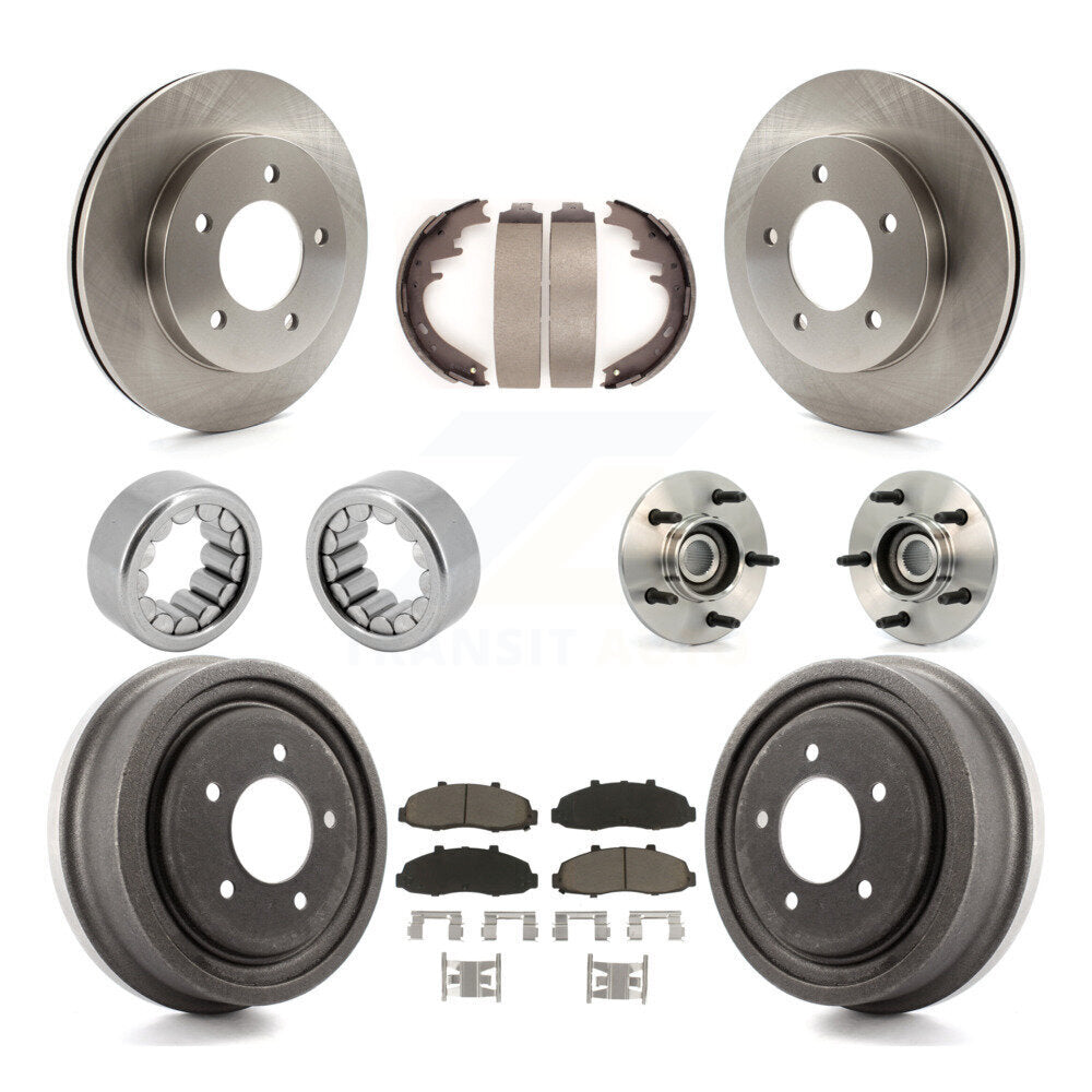 Front Rear Hub Bearing Disc Brake Rotors And Ceramic Pads Shoes Kit (10Pc) For Ford F-150 KBB-118925