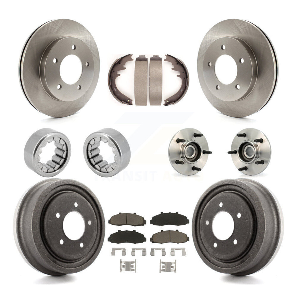 Front Rear Hub Bearing Disc Brake Rotors And Ceramic Pads Shoes Kit (10Pc) For Ford F-150 KBB-118925