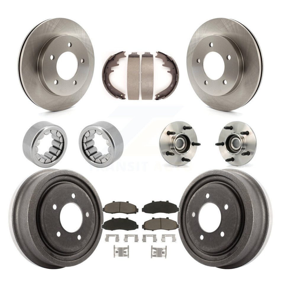 Front Rear Hub Bearing Disc Brake Rotors And Ceramic Pads Shoes Kit (10Pc) For Ford F-150 KBB-118925