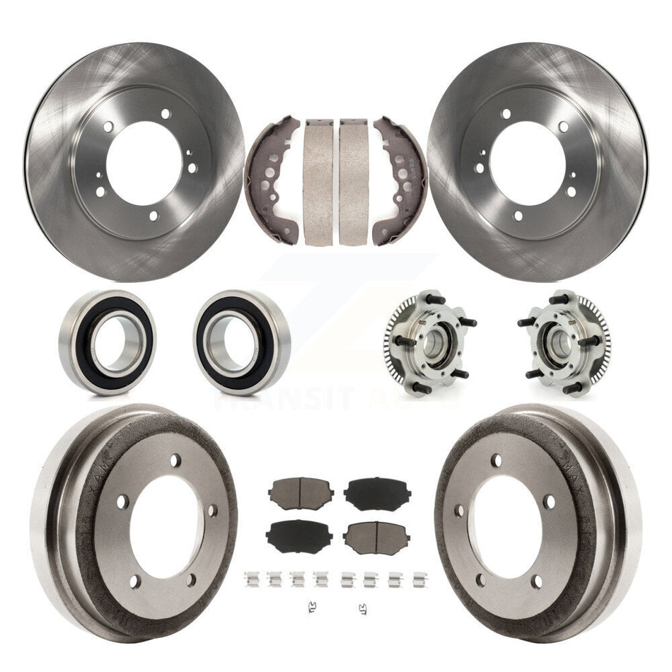 Front Rear Hub Bearings Assembly Disc Brake Rotors And Ceramic Pads Shoes Kit (10Pc) For Suzuki Grand Vitara KBB-118940
