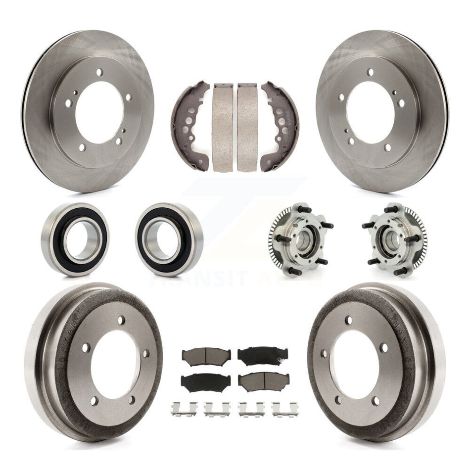 Front Rear Hub Bearings Assembly Disc Brake Rotors And Ceramic Pads Shoes Kit (10Pc) For 2001-2004 Chevrolet Tracker Suzuki Vitara Non-ABS KBB-118941