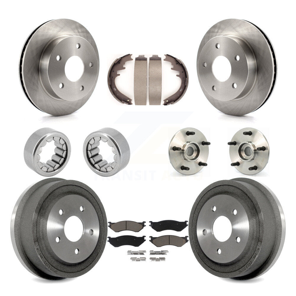 Front Rear Hub Bearings Disc Brake Rotors And Pads Shoes Kit (10Pc) For Dodge Ram 1500 KBB-118952