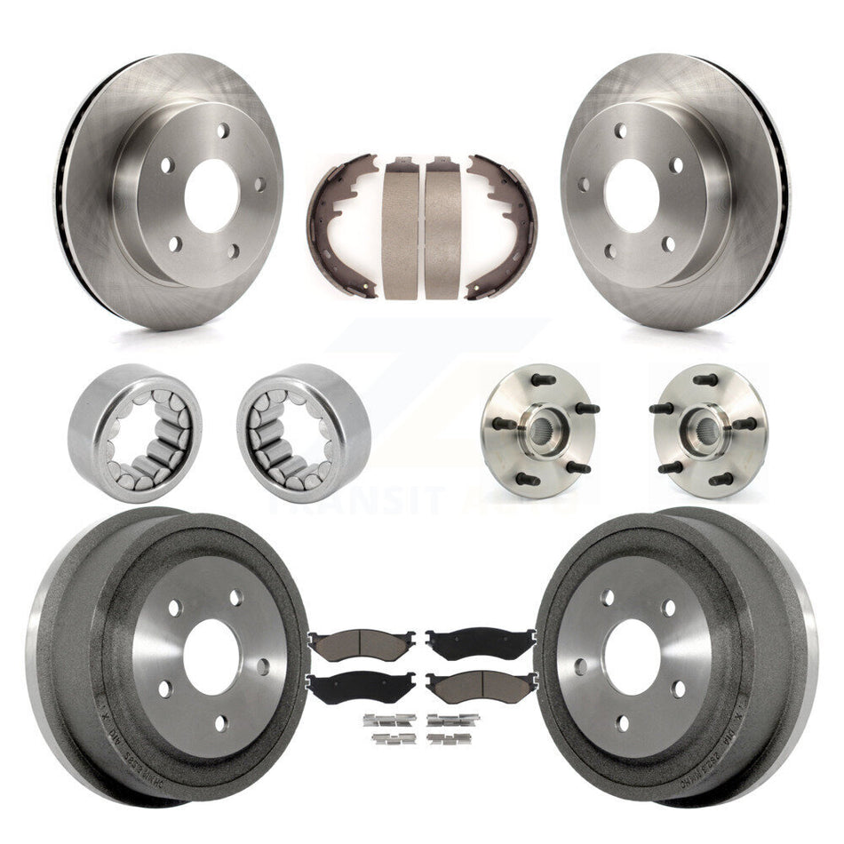 Front Rear Hub Bearings Disc Brake Rotors And Pads Shoes Kit (10Pc) For Dodge Ram 1500 KBB-118952