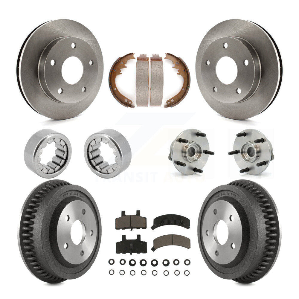 Front Rear Hub Bearings Disc Brake Rotors And Pads Shoes Kit (10Pc) For Dodge Ram 1500 KBB-118954