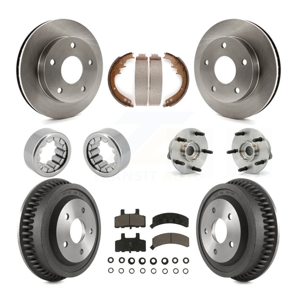 Front Rear Hub Bearings Disc Brake Rotors And Pads Shoes Kit (10Pc) For Dodge Ram 1500 KBB-118954