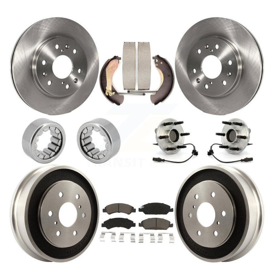 Front Rear Hub Bearing Brake Rotor & Pad Shoe Kit (10Pc) For Chevrolet Silverado 1500 GMC KBB-118956