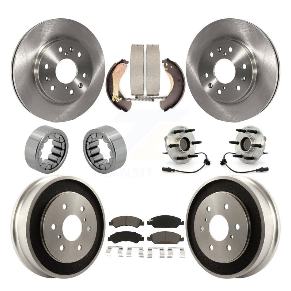 Front Rear Hub Bearing Brake Rotor & Pad Shoe Kit (10Pc) For Chevrolet Silverado 1500 GMC KBB-118958