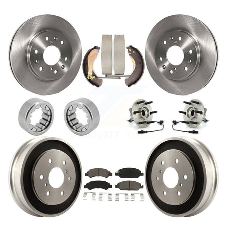Front Rear Hub Bearing Brake Rotor & Pad Shoe Kit (10Pc) For Chevrolet Silverado 1500 GMC KBB-118960