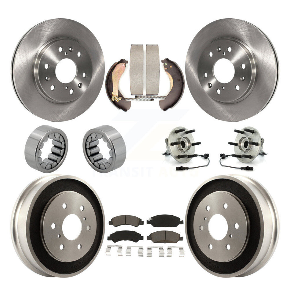 Front Rear Hub Bearing Brake Rotor & Pad Shoe Kit (10Pc) For Chevrolet Silverado 1500 GMC KBB-118962