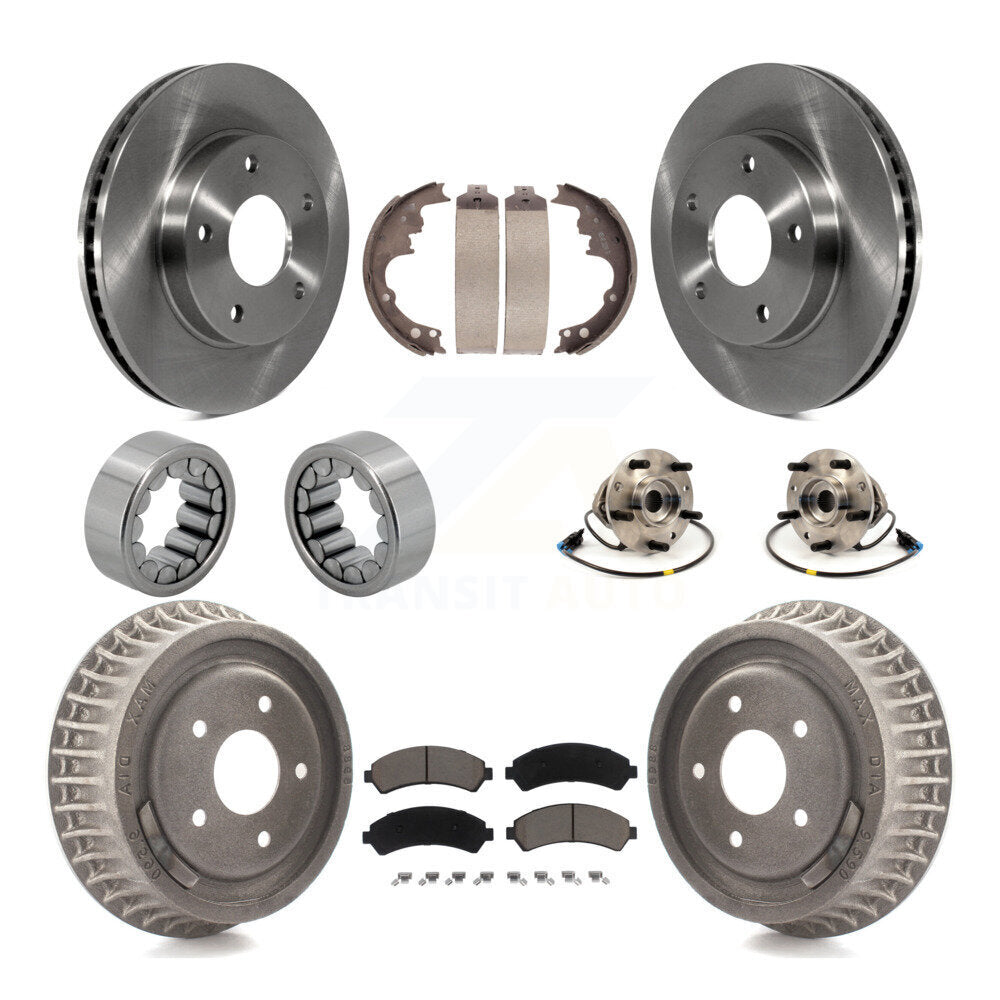 Front Rear Hub Bearing Brake Rotor & Pads Shoe Kit (10Pc) For 1998-2003 Chevrolet S10 4WD KBB-118972