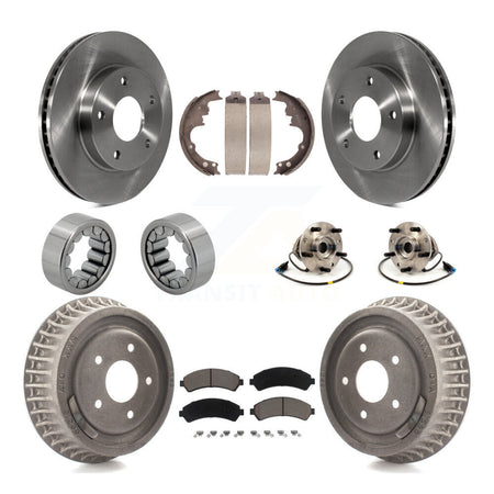 Front Rear Hub Bearing Brake Rotor & Pads Shoe Kit (10Pc) For 1998-2003 Chevrolet S10 4WD KBB-118972