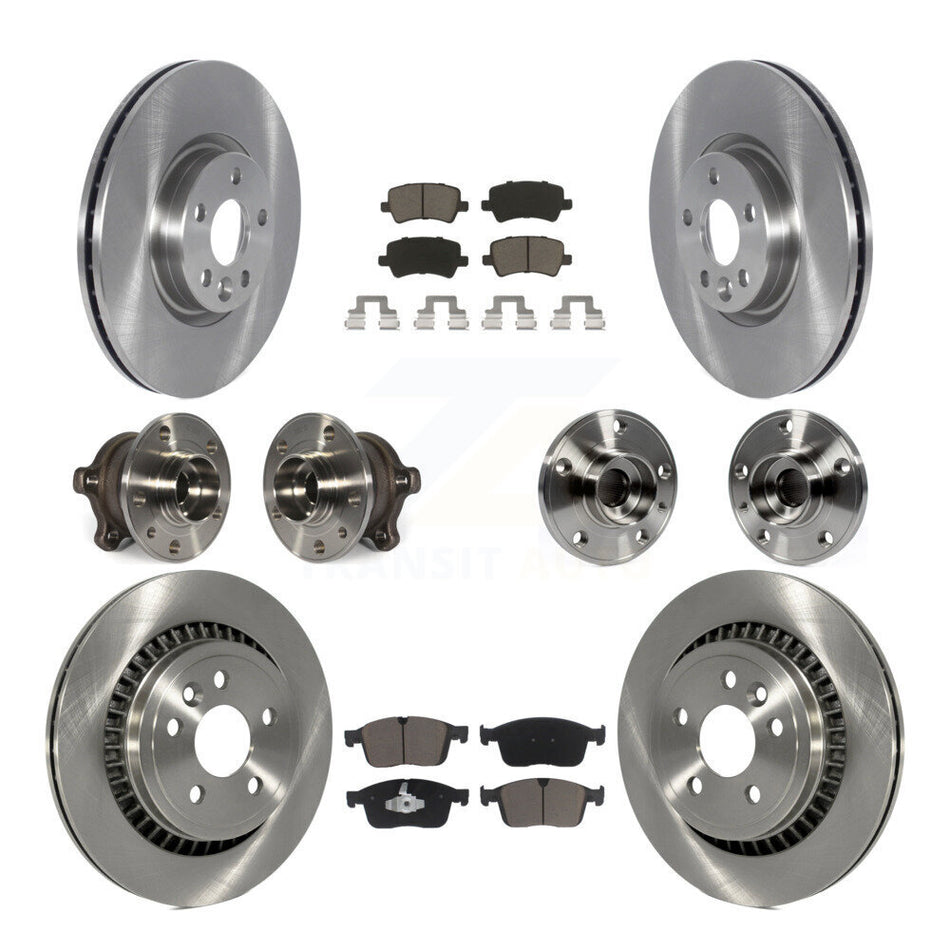 Front Rear Hub Bearings Assembly Disc Brake Rotors And Ceramic Pads Kit (10Pc) For Volvo XC60 AWD KBB-118994