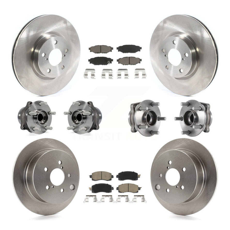 Front Rear Hub Bearings Assembly Disc Brake Rotors And Ceramic Pads Kit (10Pc) For 2017-2019 Subaru Impreza With 276mm Diameter Rotor KBB-118995