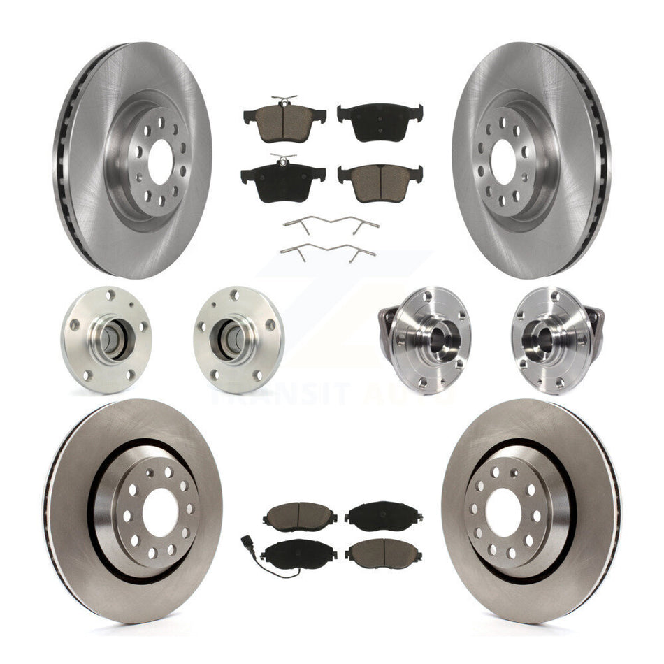 Front Rear Hub Bearings Disc Brake Rotors And Pads Kit (10Pc) For Volkswagen Arteon FWD KBB-118998