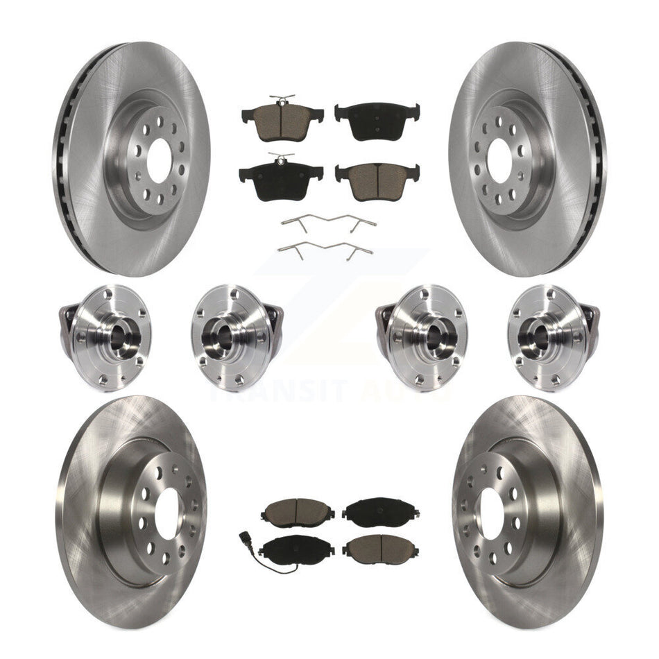 Front Rear Hub Bearing Brake Rotor And Pad Kit (10Pc) For 2018-2022 Volkswagen Tiguan AWD KBB-119003