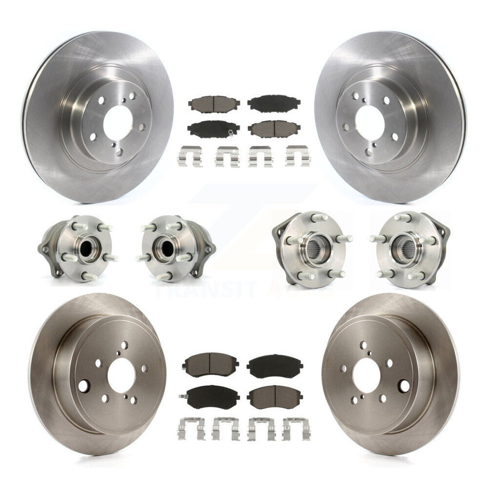 Front Rear Hub Bearings Assembly Disc Brake Rotors And Ceramic Pads Kit (10Pc) For Subaru Outback Forester Impreza Legacy KBB-119029