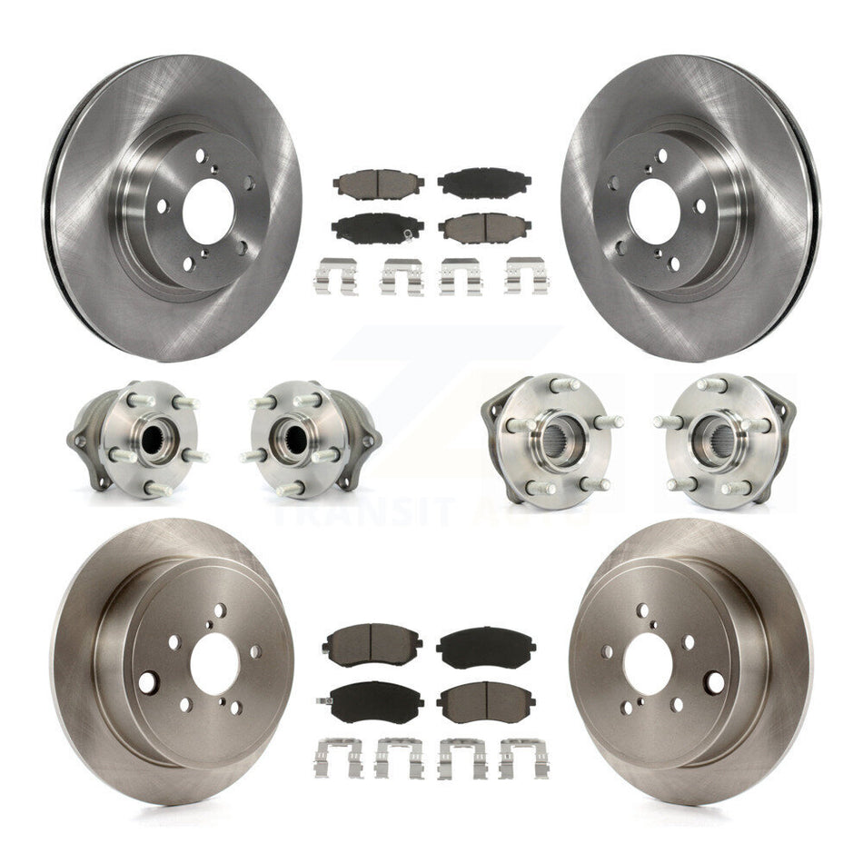 Front Rear Hub Bearings Assembly Disc Brake Rotors And Ceramic Pads Kit (10Pc) For Subaru Impreza KBB-119030