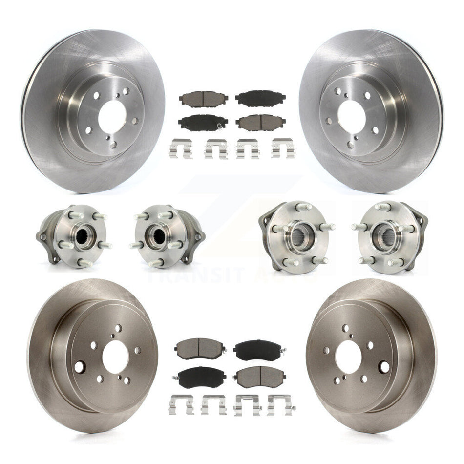 Front Rear Hub Bearings Assembly Disc Brake Rotors And Ceramic Pads Kit (10Pc) For Subaru Outback Impreza Forester Legacy KBB-119033