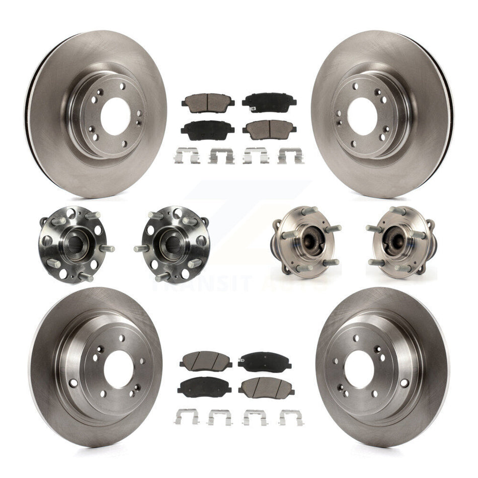 Front Rear Hub Bearings Assembly Disc Brake Rotors And Ceramic Pads Kit (10Pc) For Hyundai Genesis 3.8L KBB-119036