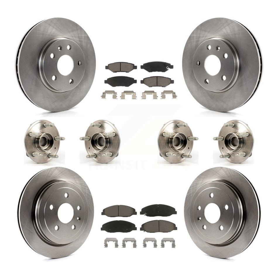 Front Rear Hub Bearings Assembly Disc Brake Rotors And Ceramic Pads Kit (10Pc) For Cadillac CTS KBB-119043
