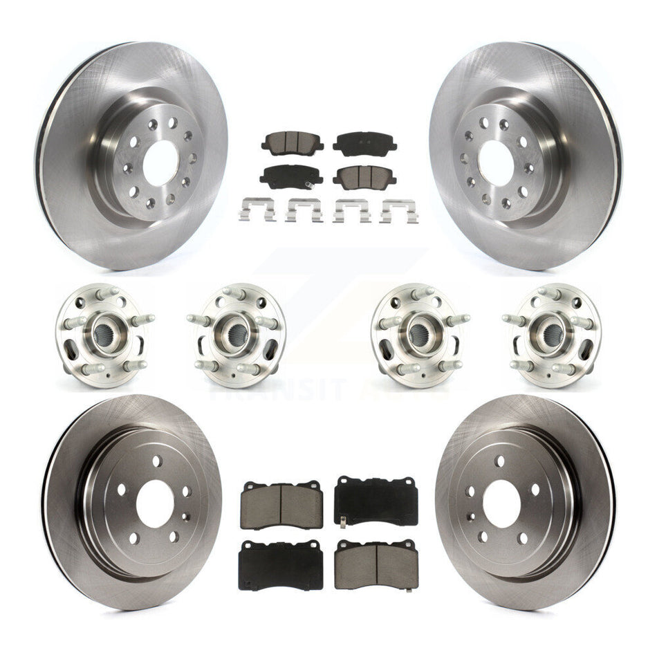 Front Rear Hub Bearings Assembly Disc Brake Rotors And Ceramic Pads Kit (10Pc) For Cadillac CTS With 18" Factory Wheels KBB-119044
