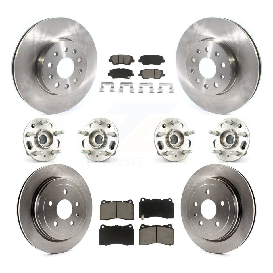 Front Rear Hub Bearings Assembly Disc Brake Rotors And Ceramic Pads Kit (10Pc) For Cadillac CTS With 17" Factory Wheels KBB-119045