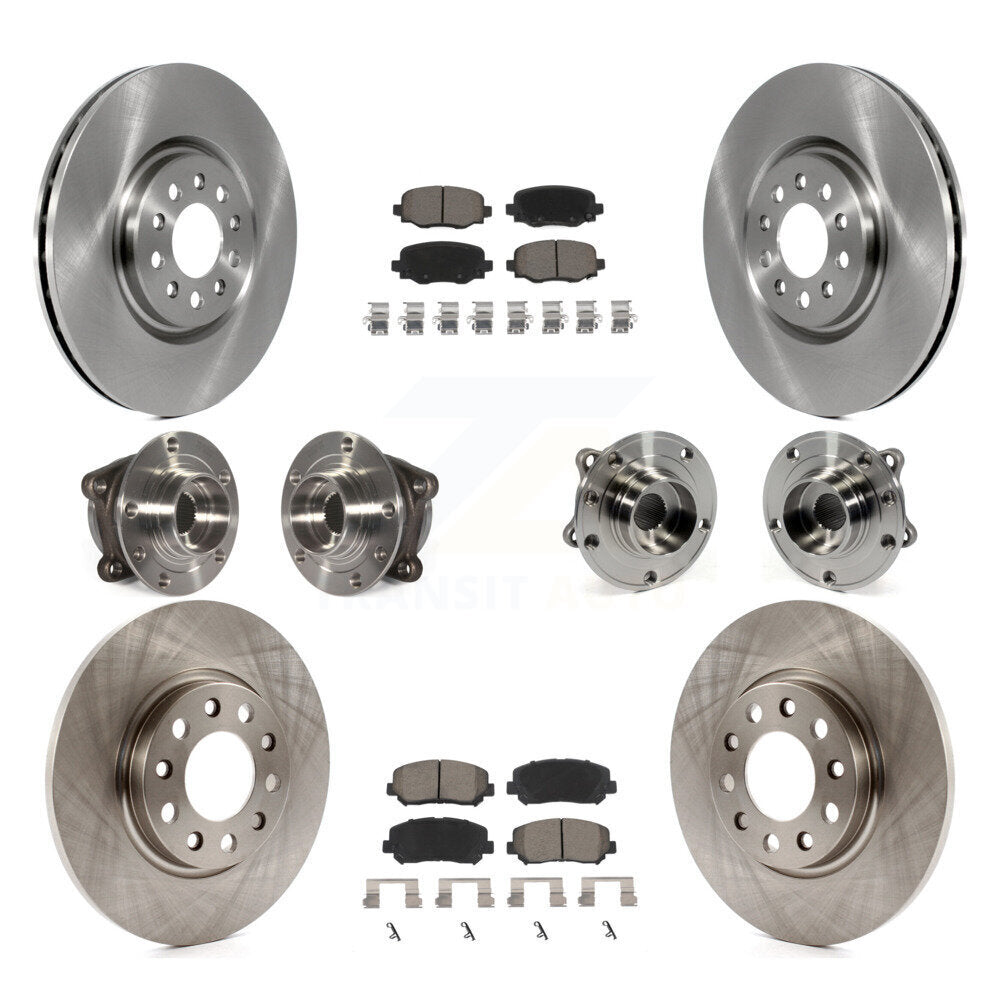 Front Rear Hub Bearing Disc Brake Rotor And Pad Kit (10Pc) For 2015-2017 Chrysler 200 AWD KBB-119046