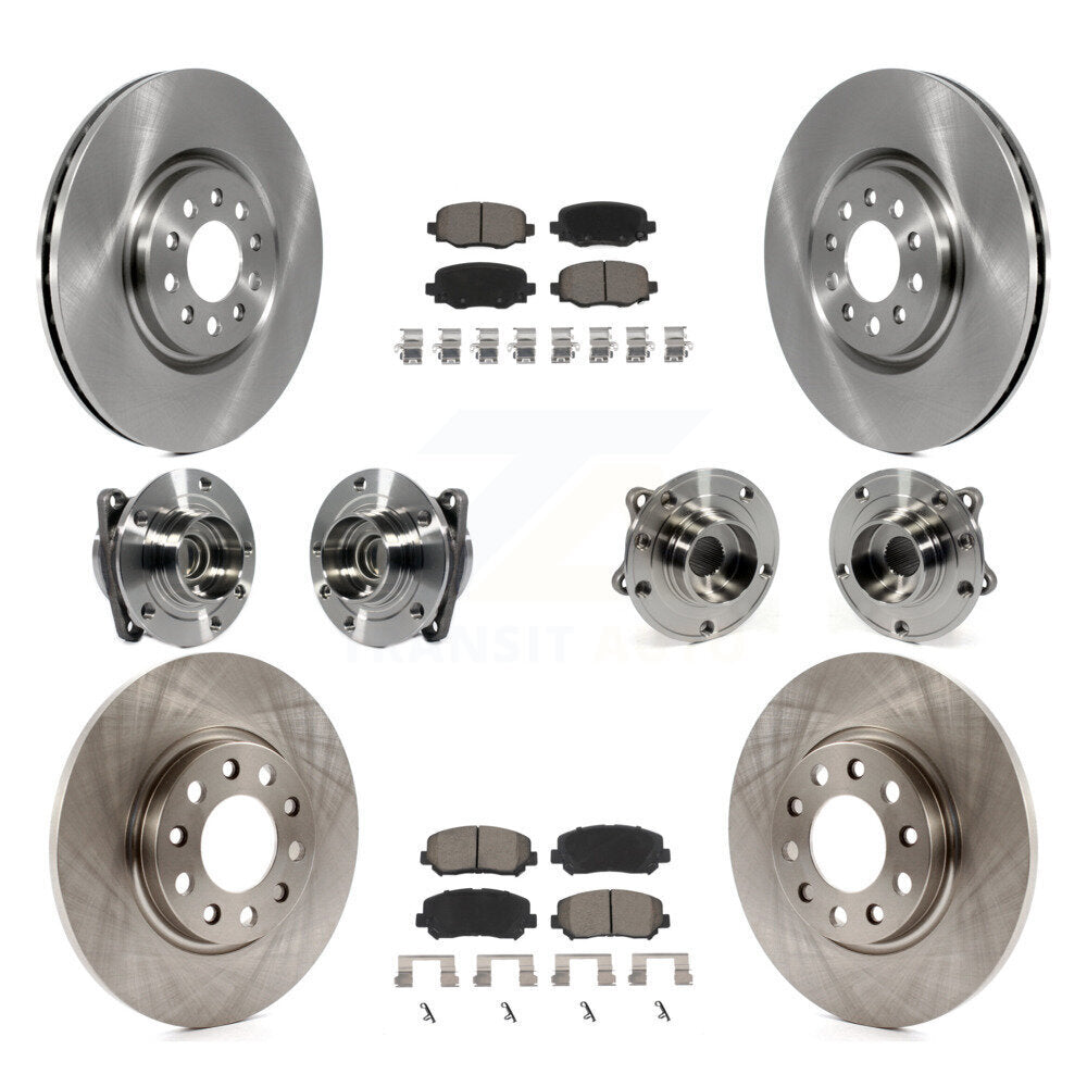 Front Rear Hub Bearing Disc Brake Rotor And Pad Kit (10Pc) For 2015-2017 Chrysler 200 FWD KBB-119047